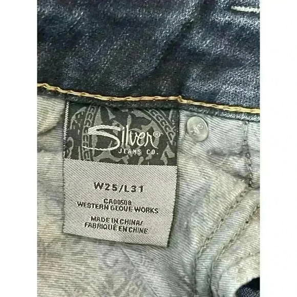 Silver Jeans Aiko Bootcut Size 25/L 31 dark wash inseam 28" - Picture 7 of 8